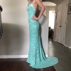 Teal Sequin Sherri Hill Gown
